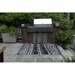 Czarny dwustronny dywan na zewnątrz z tworzywa sztucznego z recyklingu Fab Hab Serowe Black, 120x180 cm