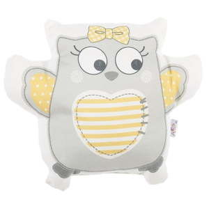Szara poduszka dziecięca z domieszką bawełny Apolena Pillow Toy Owl, 32x26 cm
