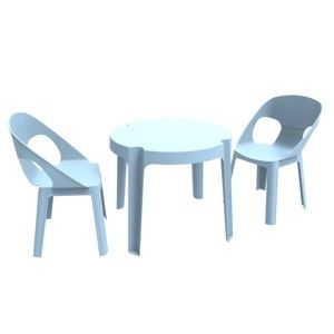 Niebieski komplet dziecięcy ogrodowy 1 stołu i 2 krzesełek Resol Julieta
