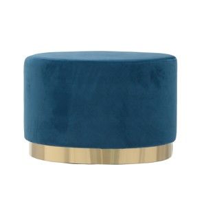 Niebieski owalny stołek z aksamitnym obiciem InArt Ivii
