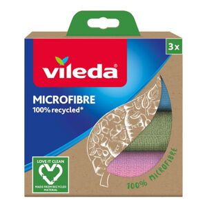 Zestaw 3 ściereczek z mikrofibry z recyklingu Vileda, 30 x 30 cm