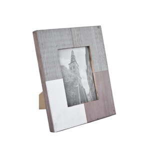 Szaro-biała drewniana ramka na zdjęcie Ego Dekor, 22,5x28 cm