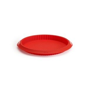 Czerwona silikonowa forma z dírkami na quiche Lékué, ⌀ 28 cm
