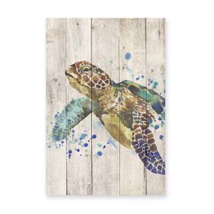 Drewniana tabliczka dekoracyjna Surdic Watercolor Turtle, 40x60 cm