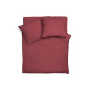 Czerwona lniana narzuta na łóżko z poszewkami na poduszkę Maison Carezza Lilly, 220x240 cm