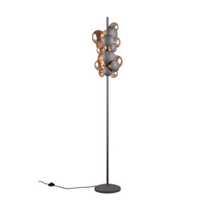 Lampa stojąca w szaro-złotym kolorze ze szklanym kloszem (wys. 155 cm) Bubble – Trio Select