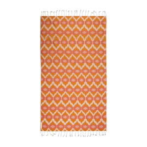 Pomarańczowy ręcznik hammam Begonville Ripple, 180x95 cm
