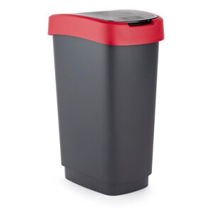 Czerwono-czarny kosz na śmieci z plastiku z recyklingu 25 L Twist – Rotho