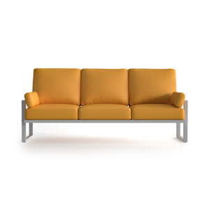 Żółta 3-osobowa sofa ogrodowa z podłokietnikami i jasnymi nóżkami Marie Claire Home Angie