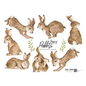 Zestaw 7 naklejek ściennych Dekornik Happy Rabbits Wonderland