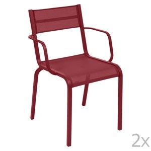 Komplet 2 czerwonych metalowych krzeseł ogrodowych Fermob Oléron Arms