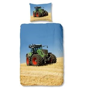Dziecięca pościel jednoosobowa z czystej bawełny Good Morning Tractor, 140x200 cm