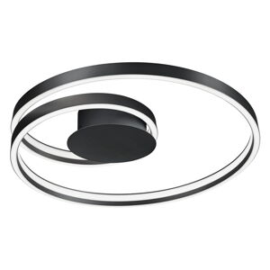 Czarna lampa sufitowa LED ze sterowaniem głosowym/mobilną aplikacją i metalowym kloszem Ciola – CINQUE