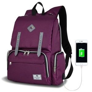 Fioletowy plecak dla mam z USB My Valice MOTHER STAR Baby Care Backpack