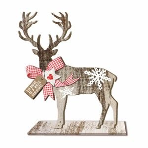 Drewniana dekoracja świąteczna PPD Deer Small Country Xmas, wys. 20 cm