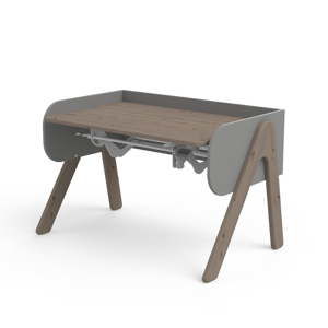 Ciemnobrązowo-szare biurko z drewna sosnowego z regulacją wysokości Flexa Woody