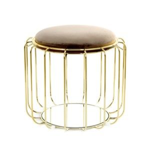 Brązowobeżowy stolik/puf z konstrukcją w złotym kolorze 360 Living Canny, ⌀ 50 cm