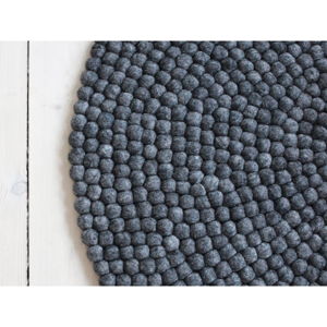 Antracytowy wełniany dywan kulkowy Wooldot Ball Rugs, ⌀ 200 cm