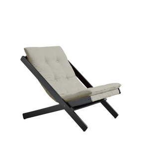 Czarny fotel rozkładany z drewna bukowego Karup Design Woogie Black, 60x115 cm