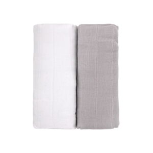 Zestaw 2 bawełnianych ręczników w białym i szarym kolorze T-TOMI Tetra, 90x100 cm