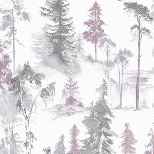 Biało-szara tapeta Graham & Brown Mystical Forest Lilac, 0,52x10 m