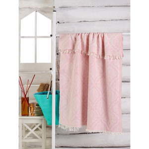 Różowy ręcznik Varak, 180x100 cm
