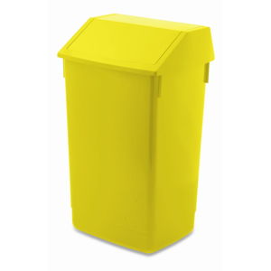 Żółty kosz na śmieci z podnoszonym wiekiem Addis, 41x33,5x68 cm