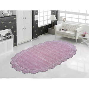 Różowy wytrzymały dywan Vitaus Oval Pudra, 80x150 cm