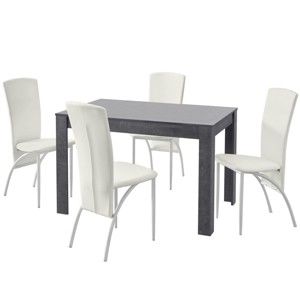 Komplet stołu i 4 białych krzeseł Støraa Lori Nevada Slate White