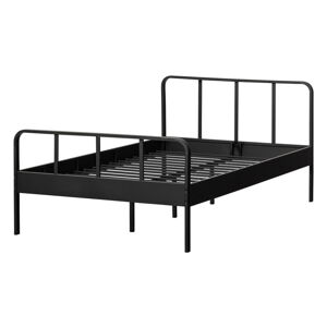 Czarne metalowe łóżko ze stelażem 120x200 cm Mees – WOOOD