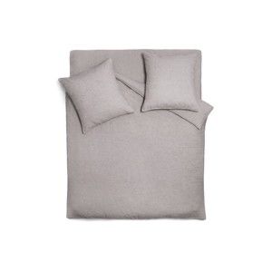 Szarobeżowa lniana narzuta na łóżko z 2 poszewkami na poduszkę Carezza Lilly, 220x240 cm