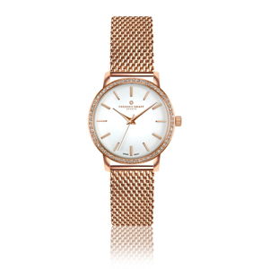 Zegarek damski z paskiem ze stali nierdzewnej w kolorze różowego złota z białym cyferblatem Frederic Graff Melissa