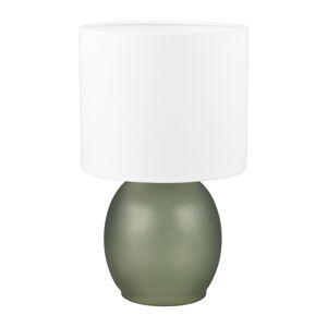 Biała/zielona lampa stołowa z tekstylnym kloszem (wysokość 29 cm) Vela – Trio