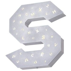 Szara dekoracja świetlna w kształcie litery Glimte Letter S