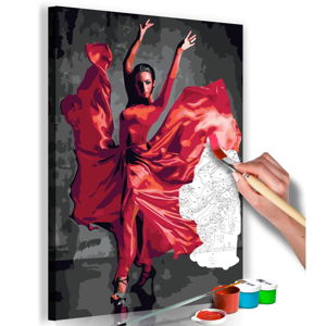 Zestaw płótna, farb i pędzli DIY Artgeist Red Dress, 40x60 cm