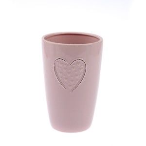 Różowy wazon ceramiczny Dakls Hearts Dots, wys. 18,3 cm