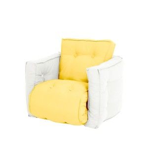 Dziecięcy żołty fotel rozkładany Karup Design Mini Dice Yellow, 40x100 cm