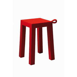 Czerwony drewniany stolik TemaHome, Handle 30x30x45 cm