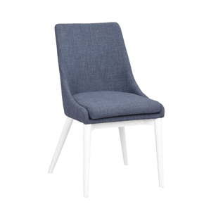 Niebieskie tapicerowane krzesło do jadalni z białymi nogami Rowico Bea