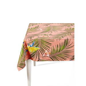 Różowy obrus z palmami The Mia Parrot, 230x150 cm