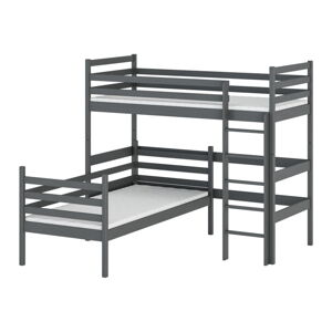 Ciemnoszare łóżko piętrowe dla dzieci 80x160 cm Double - Lano Meble