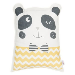 Żółta poduszka dziecięca z domieszką bawełny Apolena Pillow Toy Panda, 25x36 cm