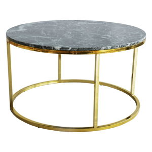 Zielony stolik marmurowy z konstrukcją w kolorze złota RGE Accent, ⌀ 85 cm