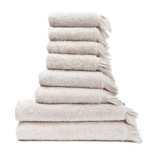 Zestaw 6 kremowych ręczników bawełnianych i 2 ręczników kąpielowych Casa Di Bassi Bath