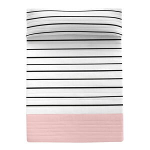 Czarno-biała/różowa bawełniana narzuta pikowana 180x260 cm Blush – Blanc