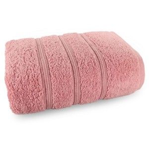 Różowy ręcznik kąpielowy ze 100% bawełny Marie Lou Majo, 150x90 cm