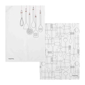 Bawełniane ścierki zestaw 2 szt. 50x70 cm Cutlery – Happy Friday