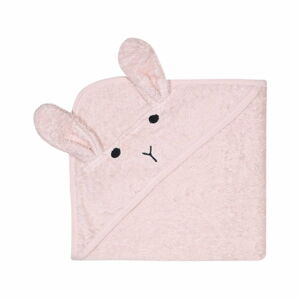 Różowy bawełniany ręcznik dziecięcy z kapturkiem Kindsgut Rabbit