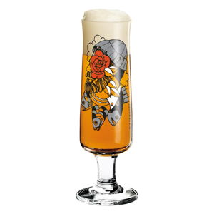 Komplet szklanki do piwa ze szkła kryształowego i 5 podkładek Ritzenhoff Fisherman, 390 ml