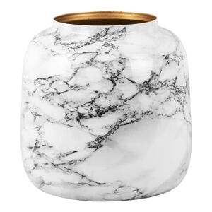 Biało-czarny żelazny wazon PT LIVING Marble, wys. 12,5 cm